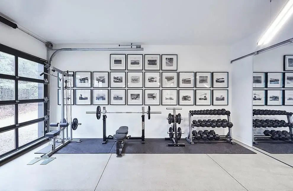 Illustration of a complete home gym setup