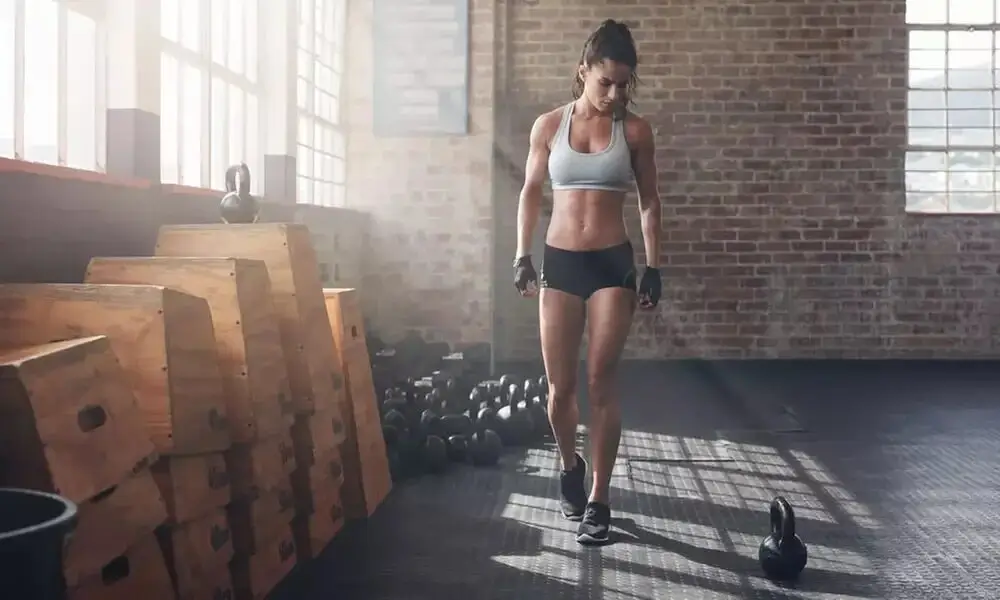 Athlete looking determined in a gym environment